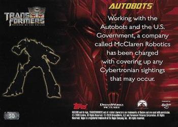 2009 Topps Transformers: Revenge of the Fallen #30 Autobots: Working with the Autobots and the U. Back