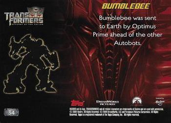 2009 Topps Transformers: Revenge of the Fallen #34 Bumblebee: Bumblebee was sent to Earth by Opti Back