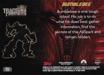 2009 Topps Transformers: Revenge of the Fallen #35 Bumblebee: Bumblebee is one tough rotot! His j Back