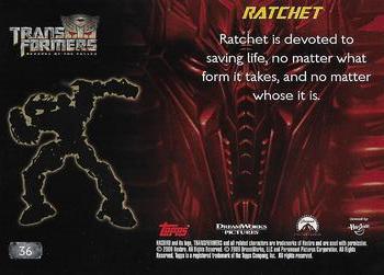 2009 Topps Transformers: Revenge of the Fallen #36 Ratchet: Ratchet is devoted to saving life, no Back