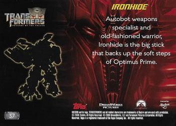 2009 Topps Transformers: Revenge of the Fallen #37 Ironhide: Autobot weapons specialist and old-f Back