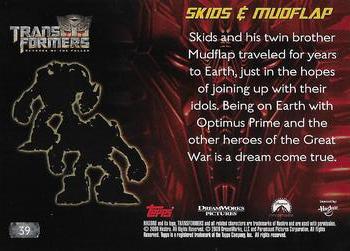 2009 Topps Transformers: Revenge of the Fallen #39 Skids & Mudflap: Skids and his twin brother Mu Back