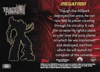 2009 Topps Transformers: Revenge of the Fallen #40 Megatron: Though the AllSpark destroyed him on Back