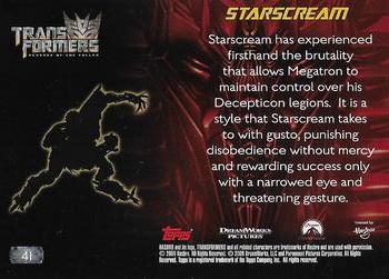 2009 Topps Transformers: Revenge of the Fallen #41 Starscream: Starscream has experienced firstha Back