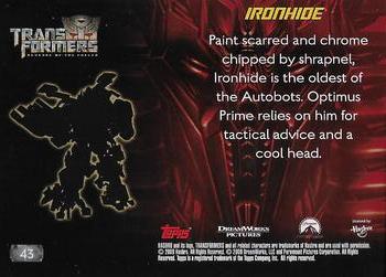 2009 Topps Transformers: Revenge of the Fallen #43 Ironhide: Paint scarred and chrome chipped by Back