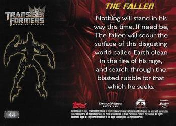 2009 Topps Transformers: Revenge of the Fallen #44 The Fallen: Nothing will stand in his way this Back