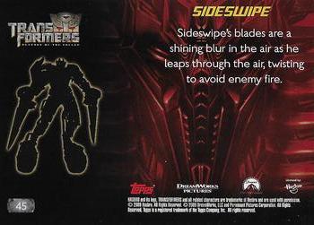2009 Topps Transformers: Revenge of the Fallen #45 Sideswipe: Sideswipe's blades are a shining bl Back