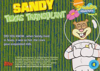 2009 Topps SpongeBob SquarePants Series 2 #4 Sandy: Texas Transplant Back