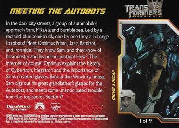2009 Topps Transformers: Revenge of the Fallen - Movie Recap #1 Meeting the Autobots Back