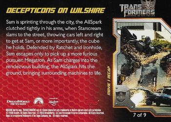 2009 Topps Transformers: Revenge of the Fallen - Movie Recap #7 Decepticons on Wilshire Back