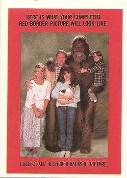 1987 Topps Harry and the Hendersons - Stickers #12 (Harry hugging Sarah Henderson) Back