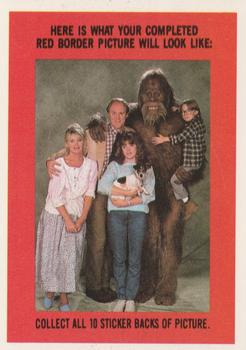 1987 Topps Harry and the Hendersons - Stickers #13 (Harry hugging Lafleur) Back