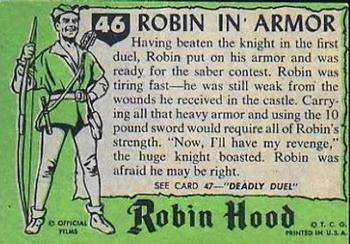1957 Topps Robin Hood #46 Robin in Armor Back