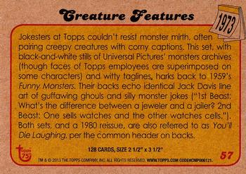 2013 Topps 75th Anniversary #57 Creature Features Back