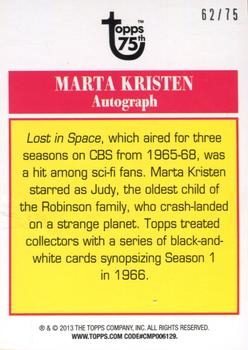 2013 Topps 75th Anniversary - Autographs Diamond Anniversary #NNO Marta Kristen Back