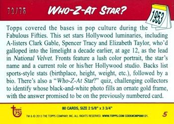 2013 Topps 75th Anniversary - Diamond Sparkle #5 Who-Z-At Star? Back