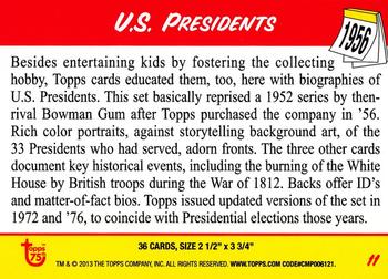 2013 Topps 75th Anniversary - Foil #11 U.S. Presidents Back