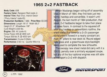1992 FPI Mustang #4 1965 2+2 Fastback Back