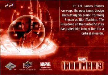 2013 Upper Deck Iron Man 3 #22 Lt. Col. James Rhodes Back