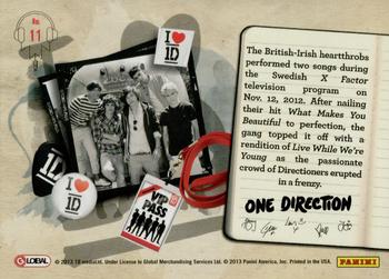 2013 Panini One Direction - On the Road #11 The British-Irish heartthrobs performed two songs Back