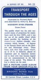 1966 Brooke Bond Transport Through the Ages #23 Mississipi River Steamer Back