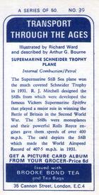 1966 Brooke Bond Transport Through the Ages #39 Supermarine Schneider Trophy Plane Back