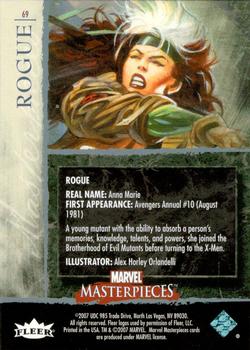 2007 SkyBox Marvel Masterpieces - Holofoil #69 Rogue Back