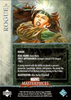 2007 SkyBox Marvel Masterpieces - Gold #69 Rogue Back