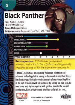 2013 Fleer Retro Marvel  #2 Black Panther Back