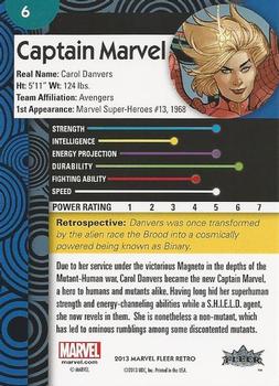 2013 Fleer Retro Marvel  #6 Captain Marvel Back