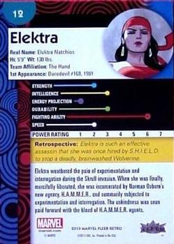 2013 Fleer Retro Marvel  #12 Elektra Back