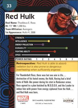 2013 Fleer Retro Marvel  #33 Red Hulk Back