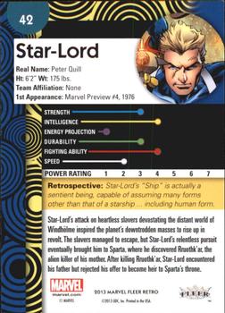 2013 Fleer Retro Marvel  #42 Star-Lord Back