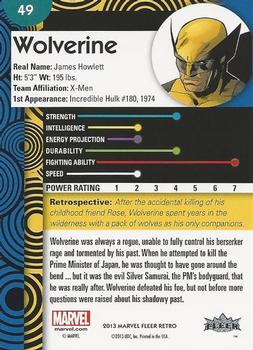 2013 Fleer Retro Marvel  #49 Wolverine Back