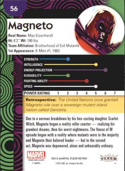 2013 Fleer Retro Marvel  #56 Magneto Back