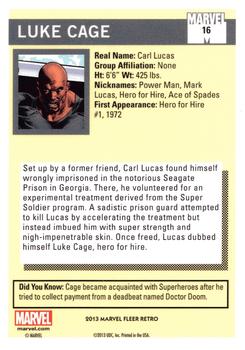2013 Fleer Retro Marvel  - 1990 Marvel Universe Design #16 Luke Cage Back