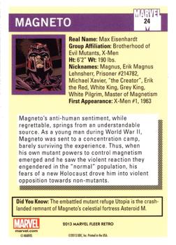 2013 Fleer Retro Marvel  - 1990 Marvel Universe Design #24 Magneto Back
