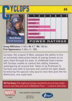2013 Fleer Retro Marvel  - 1991 Marvel Universe Design #4 Cyclops Back
