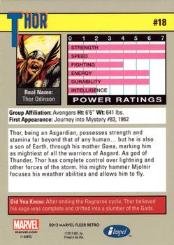 2013 Fleer Retro Marvel  - 1991 Marvel Universe Design #18 Thor Back
