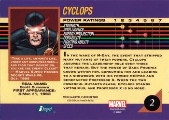 2013 Fleer Retro Marvel  - 1992 Marvel Universe Design #2 Cyclops Back