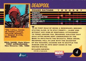 2013 Fleer Retro Marvel  - 1992 Marvel Universe Design #4 Deadpool Back