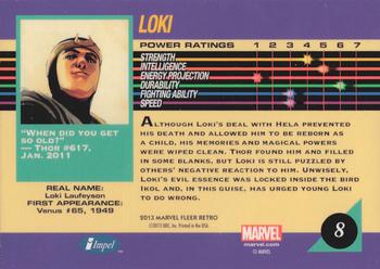 2013 Fleer Retro Marvel  - 1992 Marvel Universe Design #8 Loki Back