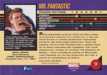 2013 Fleer Retro Marvel  - 1992 Marvel Universe Design #9 Mr. Fantastic Back