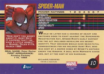 2013 Fleer Retro Marvel  - 1992 Marvel Universe Design #10 Spider-Man Back