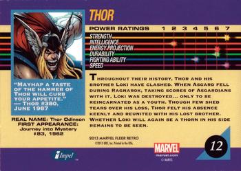 2013 Fleer Retro Marvel  - 1992 Marvel Universe Design #12 Thor Back