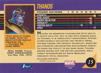 2013 Fleer Retro Marvel  - 1992 Marvel Universe Design #15 Thanos Back
