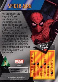2013 Fleer Retro Marvel  - Metal #5 Spider-Man Back