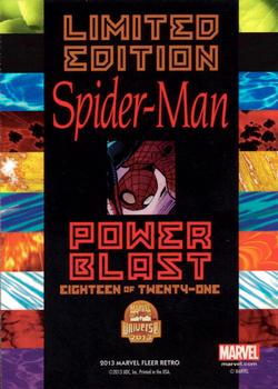 2013 Fleer Retro Marvel  - Power Blast #PB18 Spider-Man Back