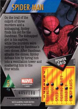 2013 Fleer Retro Marvel  - Precious Metal Gems Red #5 Spider-Man Back