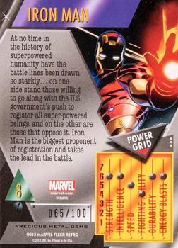 2013 Fleer Retro Marvel  - Precious Metal Gems Red #8 Iron Man Back